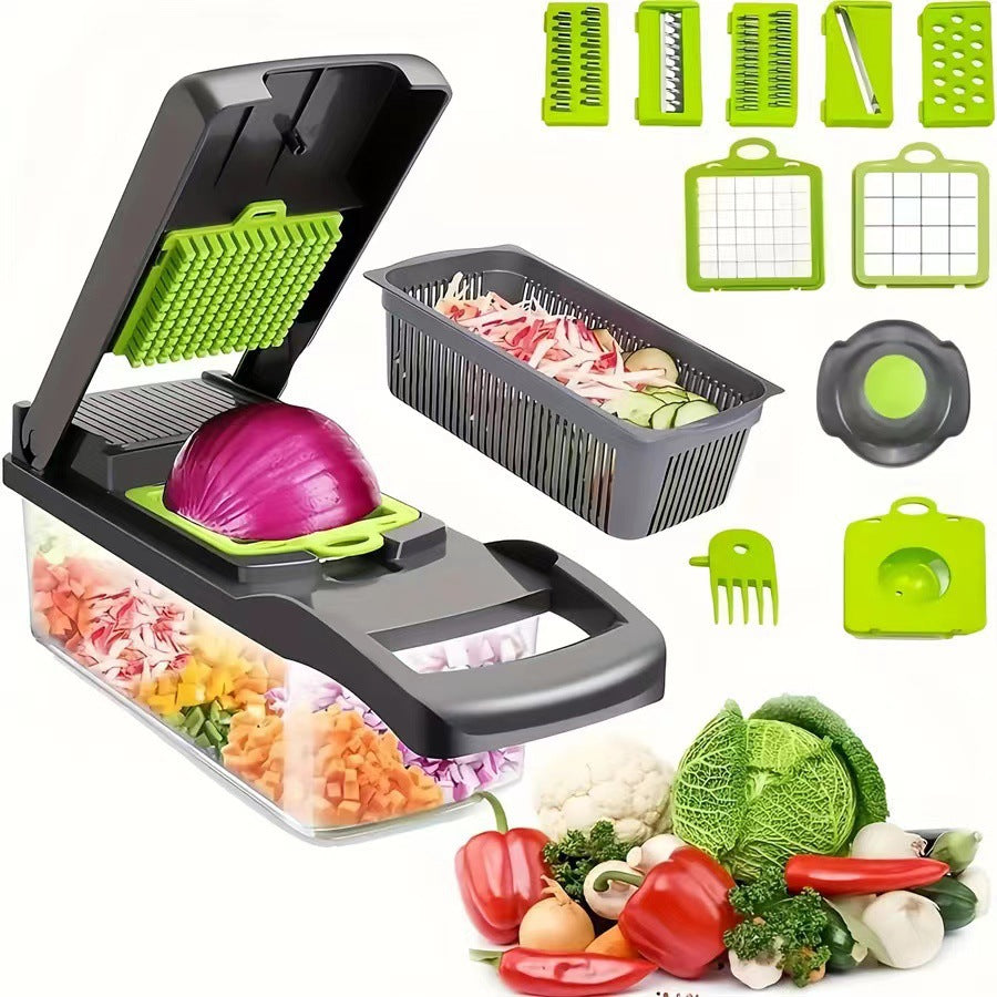 Pro Multifunctional Vegetable Chopper — 16-Piece Set | Cut, Dice, Grate, Shred