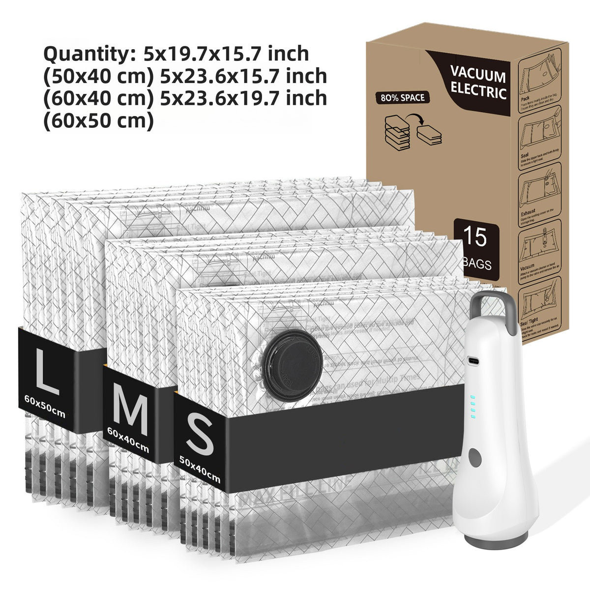 Rechargeable Electric Vacuum Compression Storage Bags