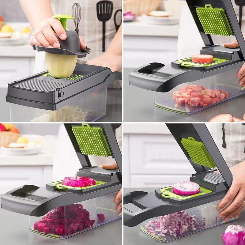Pro Multifunctional Vegetable Chopper — 16-Piece Set | Cut, Dice, Grate, Shred