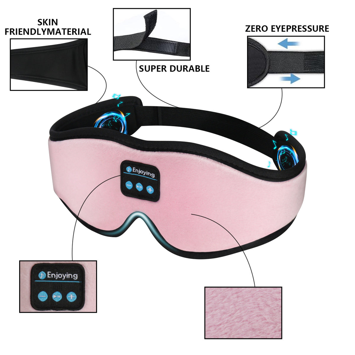 Wireless Bluetooth Sleep Mask — Stereo Sound | 8Hr Battery | Memory Foam | Bluetooth 5.0