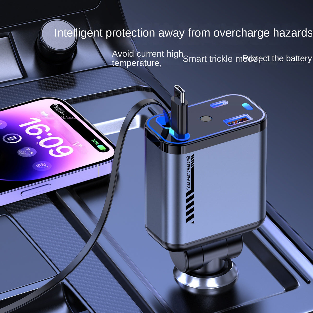 4-in-1 Car Fast Charging Adapter with 80cm Cable