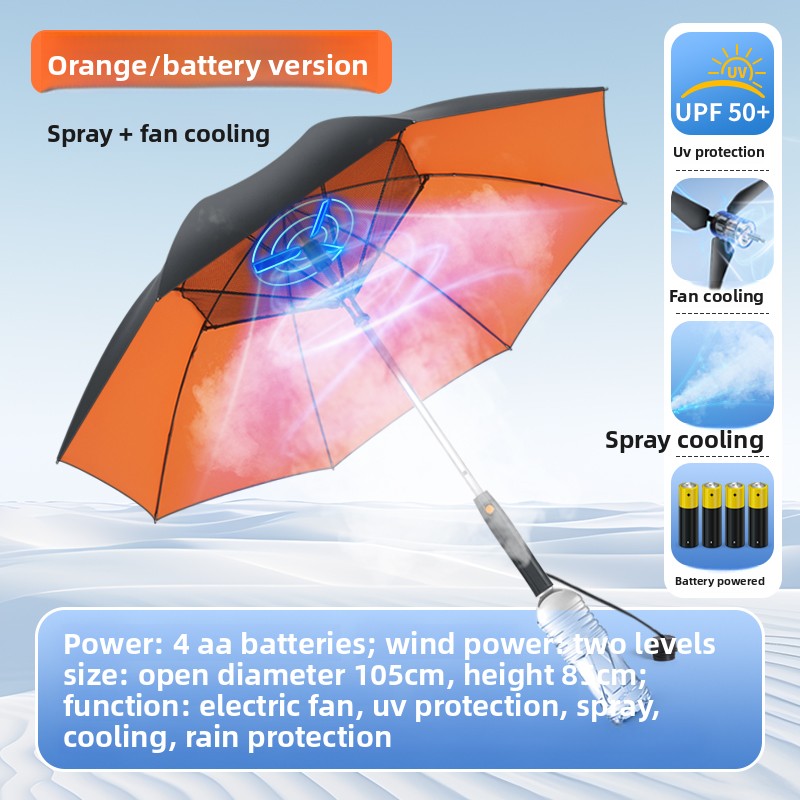 USB Rechargeable Spray Cooling Umbrella with Fan