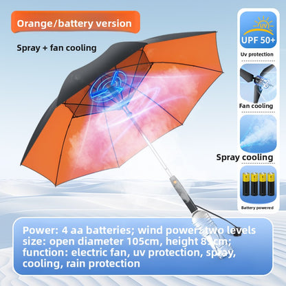 USB Rechargeable Spray Cooling Umbrella with Fan