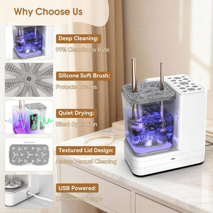 Professional 5-in-1 Electric Makeup Brush Cleaner — USB Powered | Fast Dry | Portable