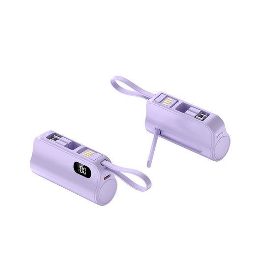Mini Capsule Power Bank with Dual Plugs