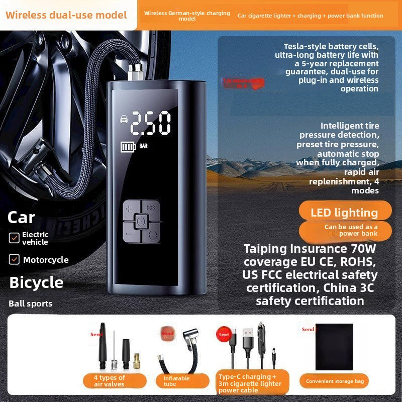 Portable Digital Air Pump for Cars, Bikes & More