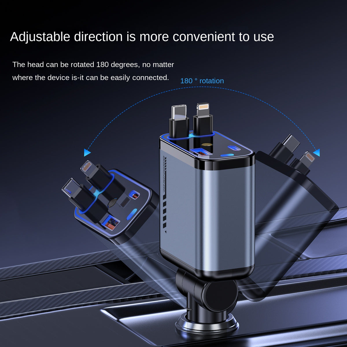 4-in-1 Car Fast Charging Adapter with 80cm Cable