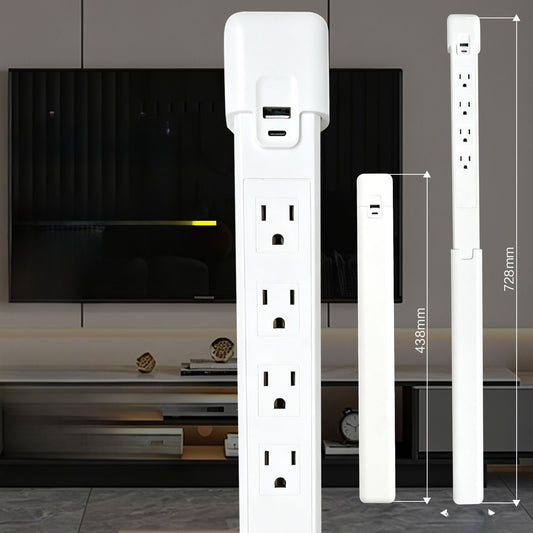 Rotating USB Power Strip with Retractable Extension & Multi-Socket