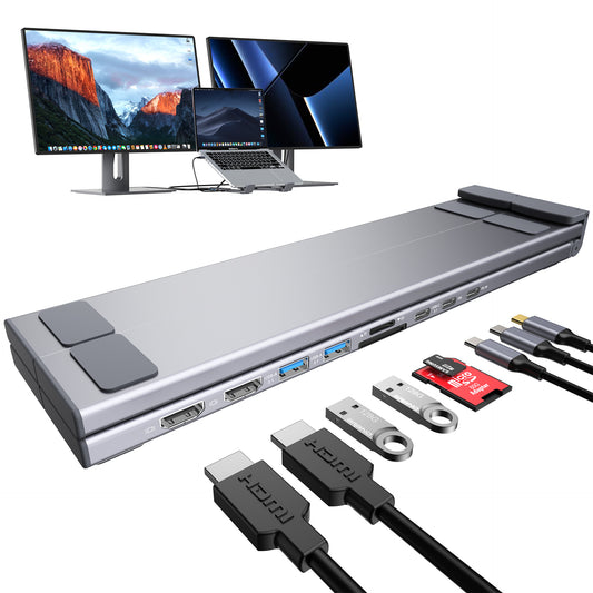 9-in-1 USB-C Hub with Dual Screen Support & Laptop Stand