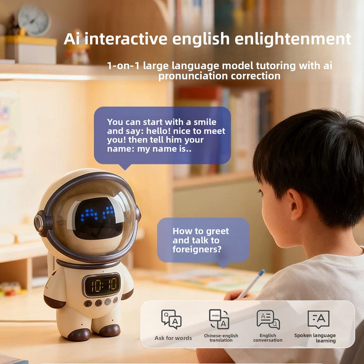 AI Smart Assistant Device — DeepSeek AI | Voice Control | Speaker + Clock + Night Light