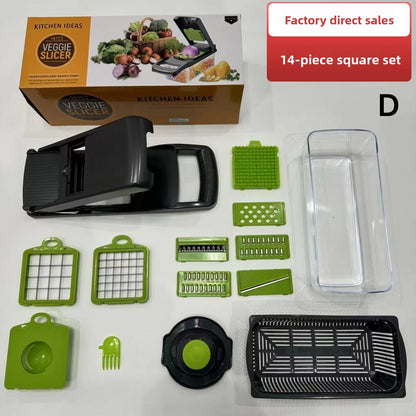 Pro Multifunctional Vegetable Chopper — 16-Piece Set | Cut, Dice, Grate, Shred