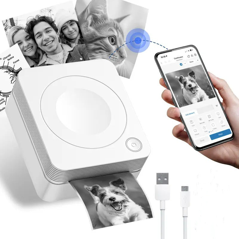 Portable Thermal Printer — Wireless Bluetooth | No Ink | Label & Photo | 203 DPI