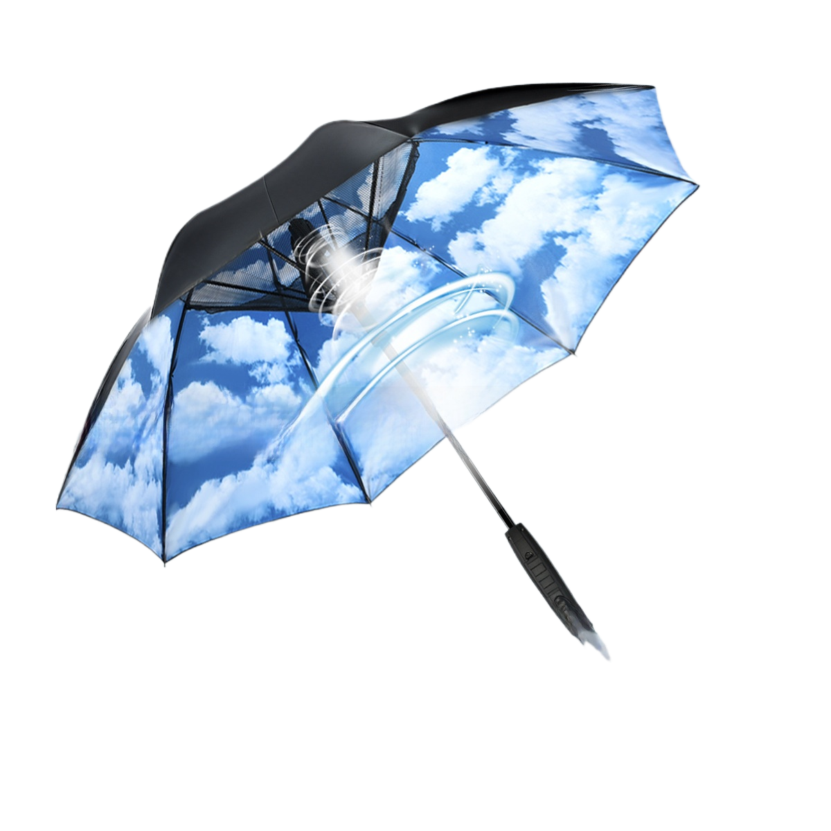 USB Rechargeable Cooling Umbrella with Mist Spray