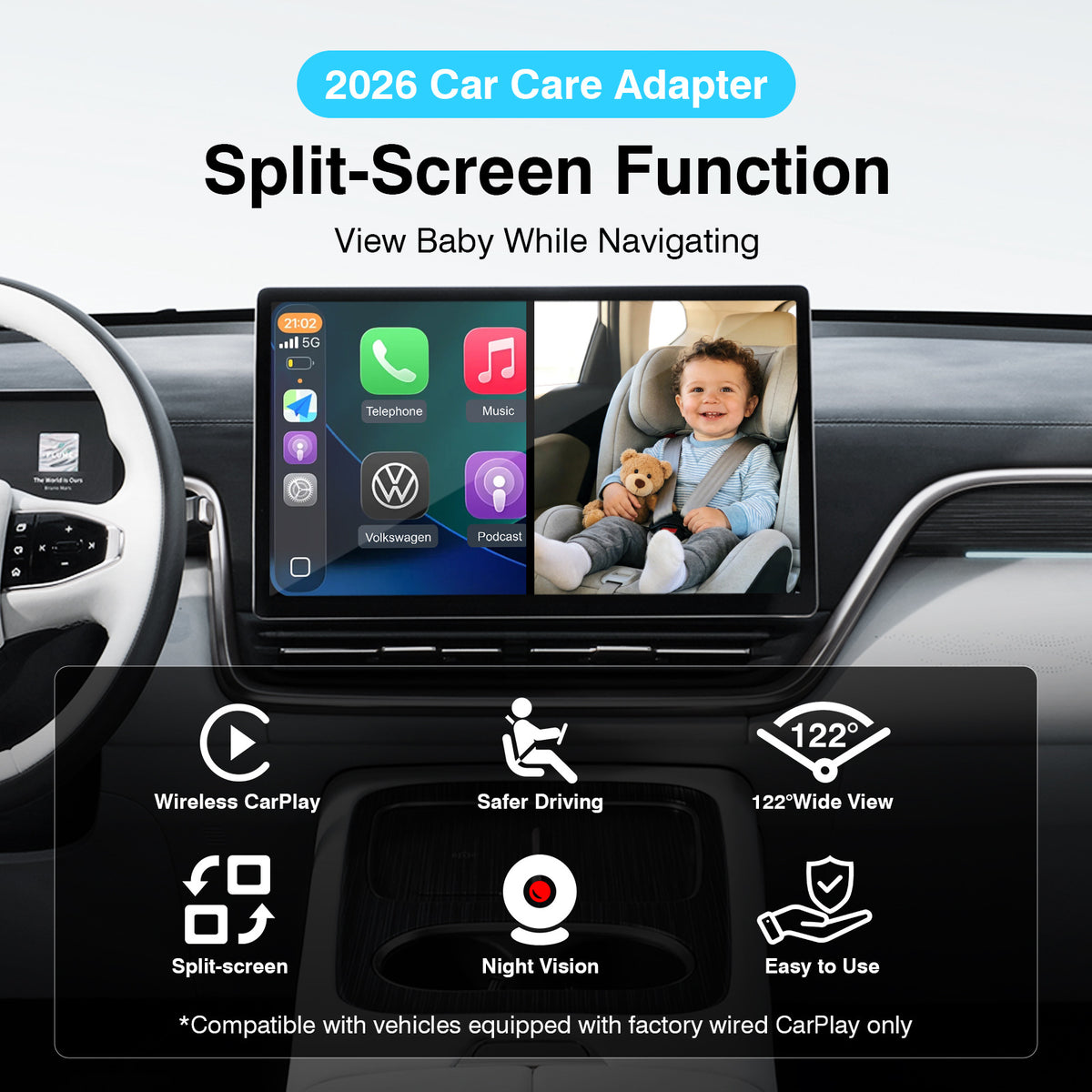 Car seat baby monitoronitor with Night Vision