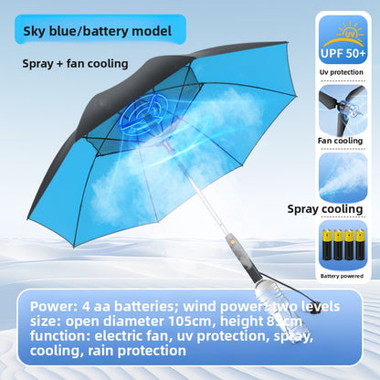 USB Rechargeable Spray Cooling Umbrella with Fan