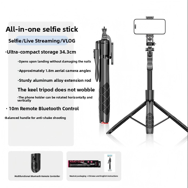 L16 Pro Selfie Stick Tripod – Bluetooth Live Streaming with Fill Light