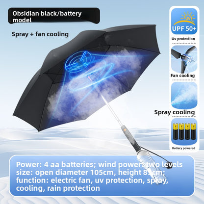 USB Rechargeable Spray Cooling Umbrella with Fan
