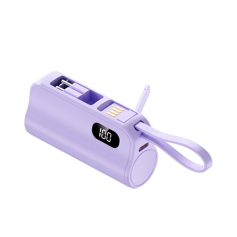 Mini Capsule Power Bank with Dual Plugs