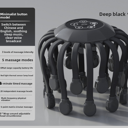 Electric Head Massager with Bluetooth — 20 Scalp Claws | Music Sync | Stress Relief
