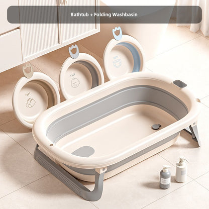 Foldable Baby Bath Tub with Accessories – Safe & Space-Saving
