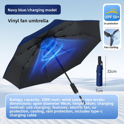 USB Rechargeable Spray Cooling Umbrella with Fan