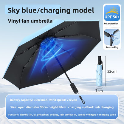 USB Rechargeable Spray Cooling Umbrella with Fan