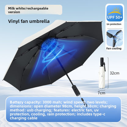 USB Rechargeable Spray Cooling Umbrella with Fan