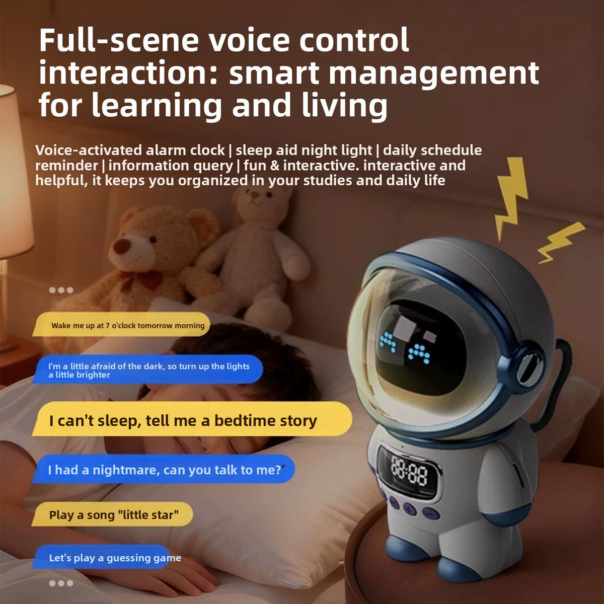 AI Smart Assistant Device — DeepSeek AI | Voice Control | Speaker + Clock + Night Light