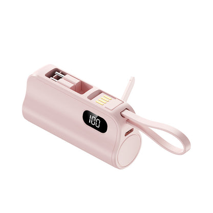 Mini Capsule Power Bank with Dual Plugs