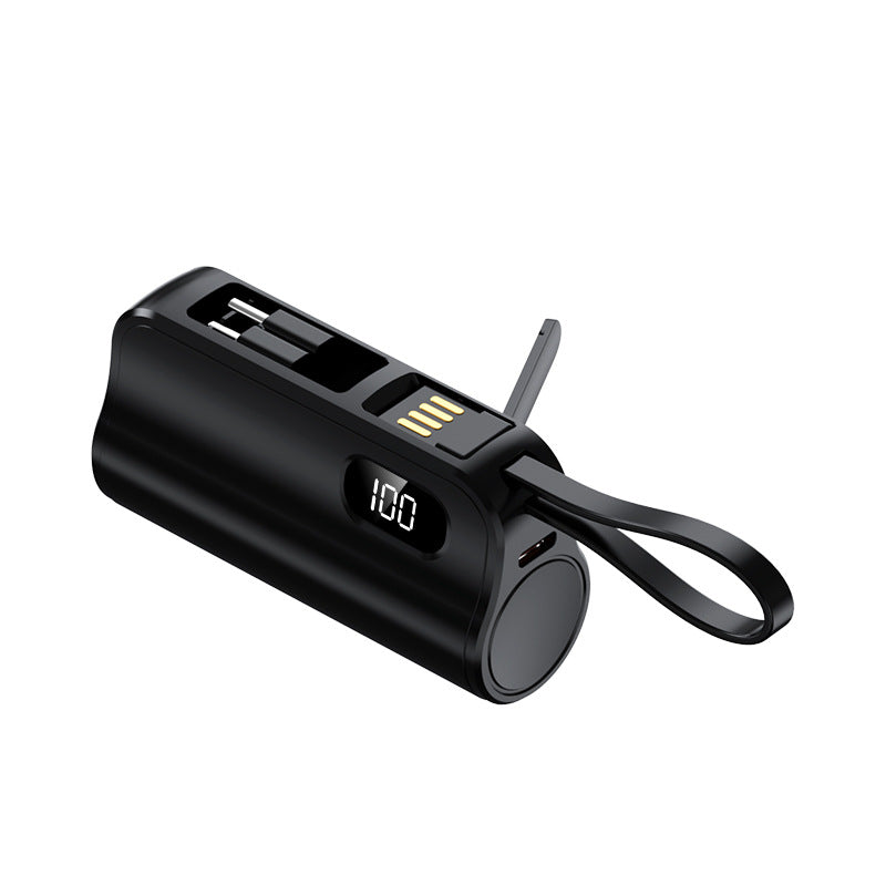Mini Capsule Power Bank with Dual Plugs
