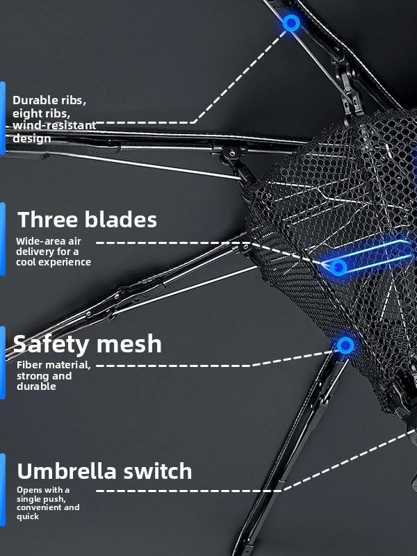 USB Rechargeable Spray Cooling Umbrella with Fan