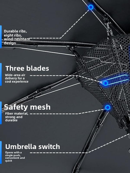 USB Rechargeable Spray Cooling Umbrella with Fan