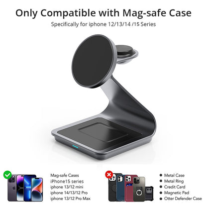 Triple Wireless Charger for Apple Devices with Car Mount