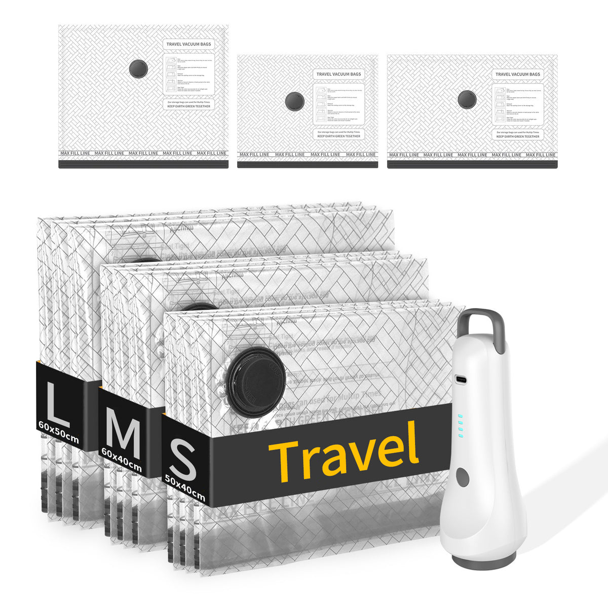 Rechargeable Electric Vacuum Compression Storage Bags