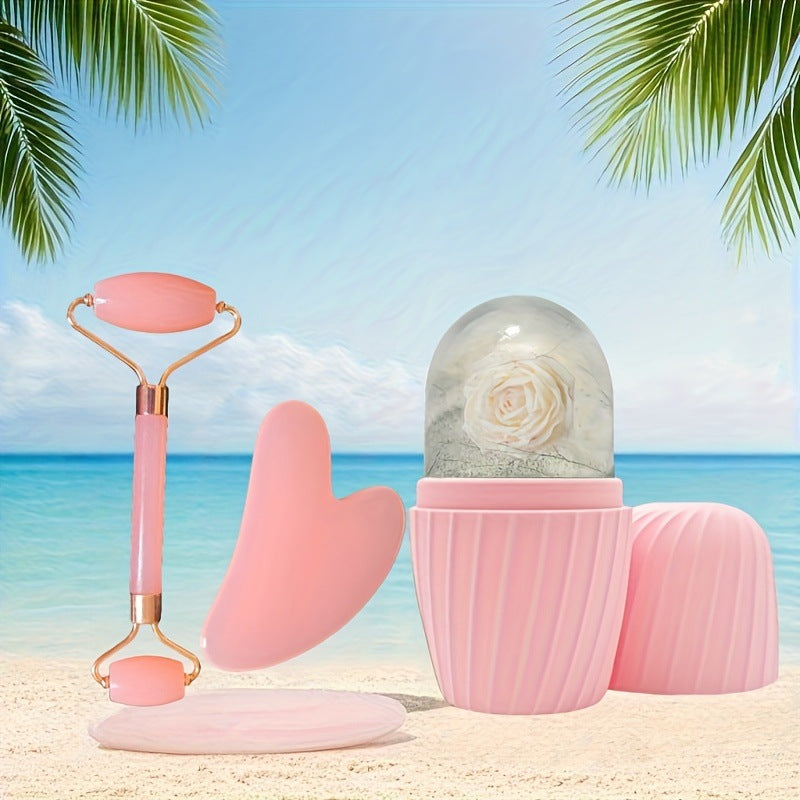 Facial Ice Roller Set — Silicone Cooling Skin Care | All Skin Types | 3-Piece