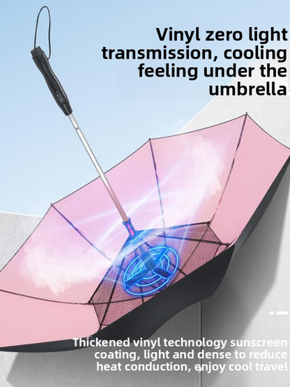 USB Rechargeable Spray Cooling Umbrella with Fan