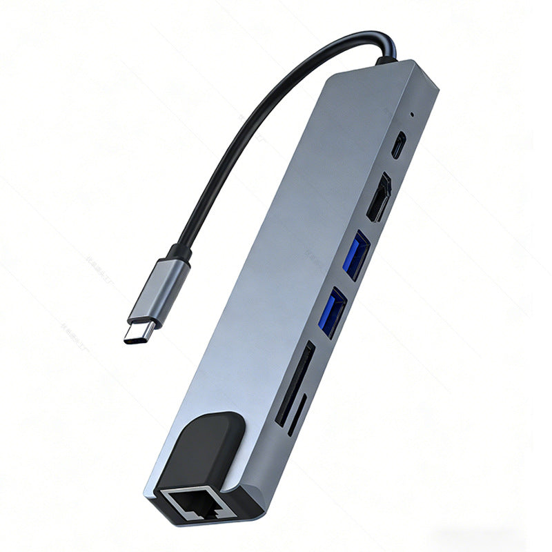 8-in-1 Type-C Docking Station — 4K HDMI | 100W PD | USB 3.0 | Ethernet | SD/TF
