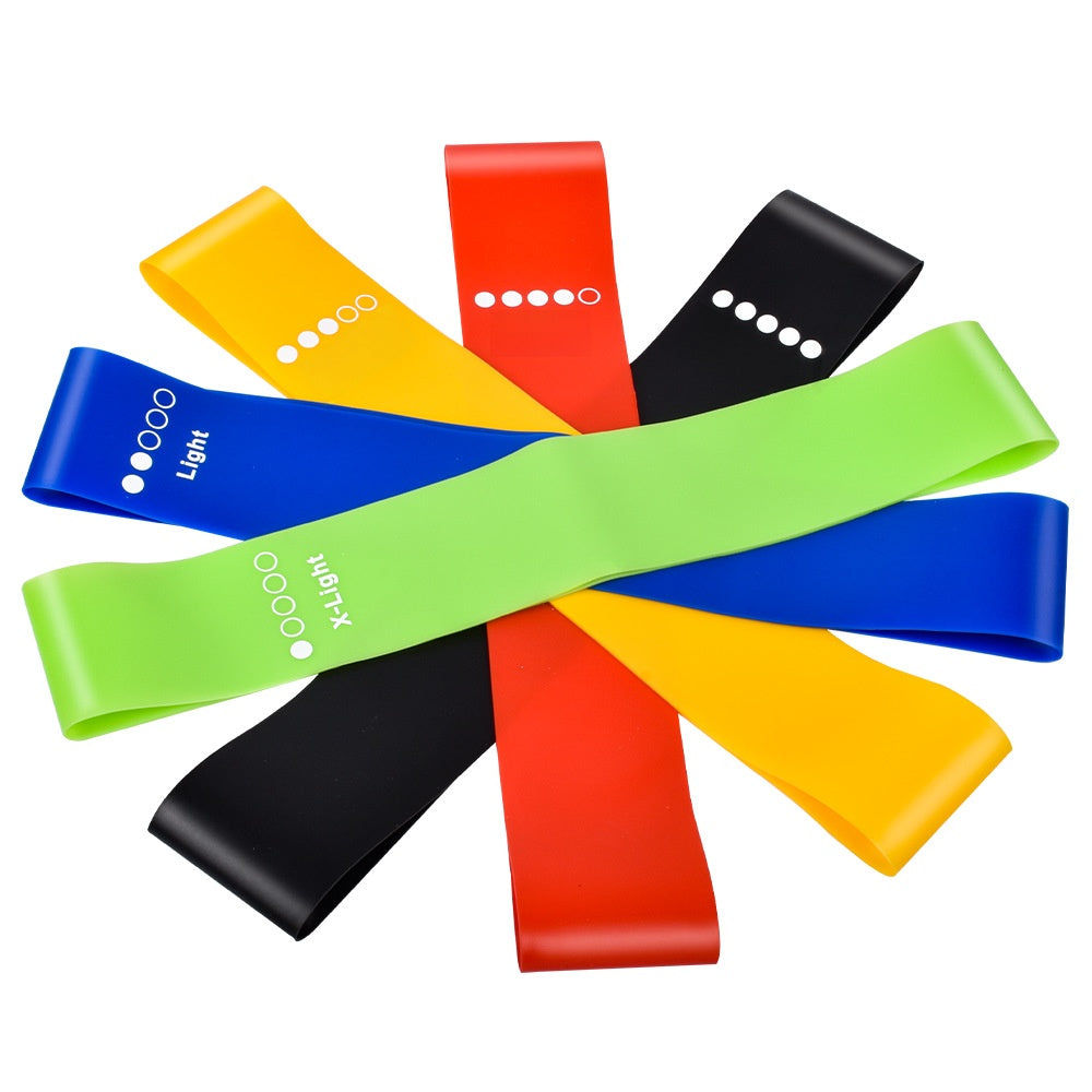 A five-piece set of resistance bands for toning the buttocks