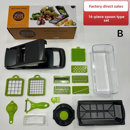 Pro Multifunctional Vegetable Chopper — 16-Piece Set | Cut, Dice, Grate, Shred