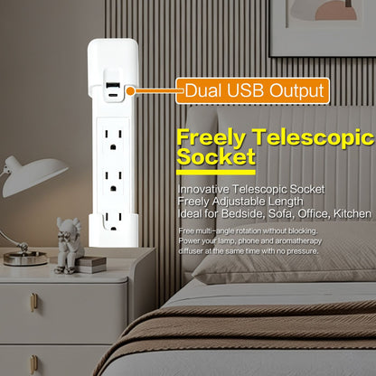 Rotating USB Power Strip with Retractable Extension & Multi-Socket