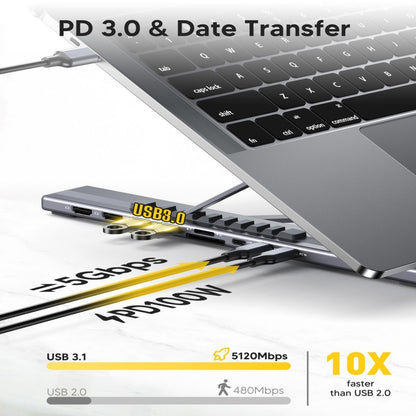 9-in-1 USB-C Hub with Dual Screen Support & Laptop Stand