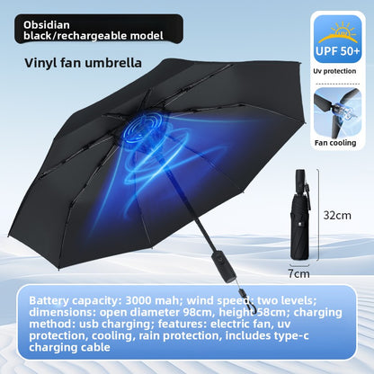 USB Rechargeable Spray Cooling Umbrella with Fan